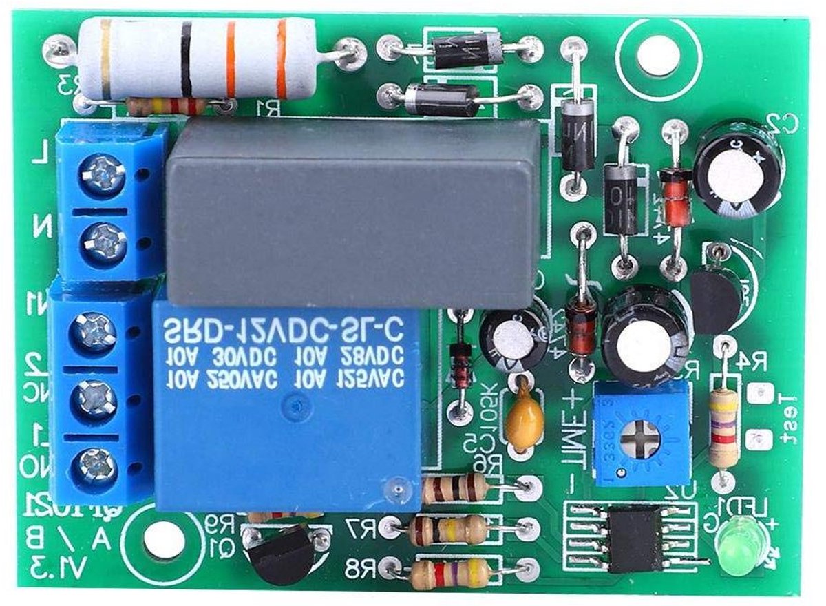 Tijdrelais Module - Vertragingsrelais Schakelaar - Elektronica Beschermen - Instelbare Vertragingstijd - 10A 220V - Groen
