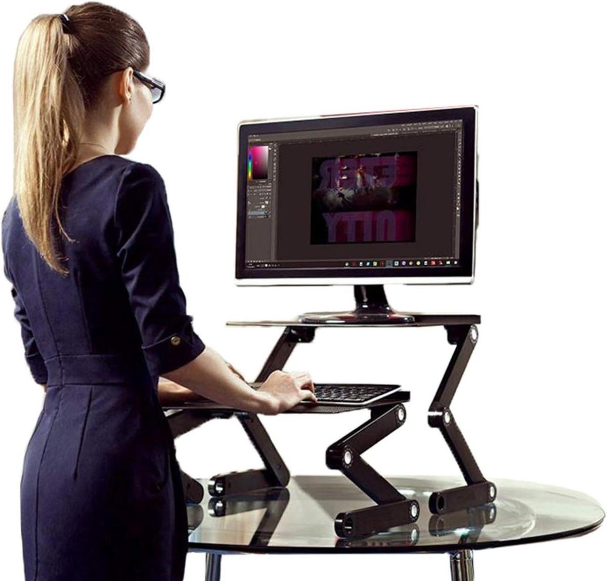 Bureau Converter - Laptop Verhoger - Ergonomisch Werken - Verstelbaar Hoogtepaneel - 53 cm - Zwart