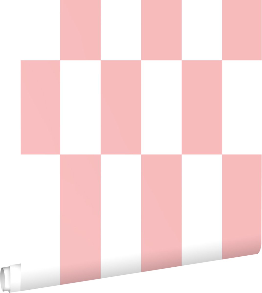 ESTAhome behang streep roze en wit - 50 x 900 cm - 130918