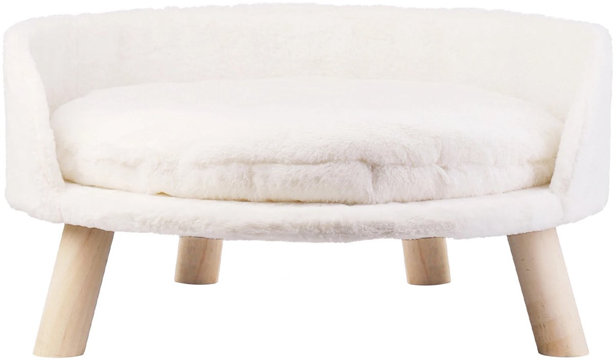Deliqa katten stoel - luxe zachte katten bed - rond - 40 cm - waterproof - met kussen - wasbaar - van kleine tot middelgrote huisdieren - massief houten poten - 41.5 x 32.8 cm thumbnail 2