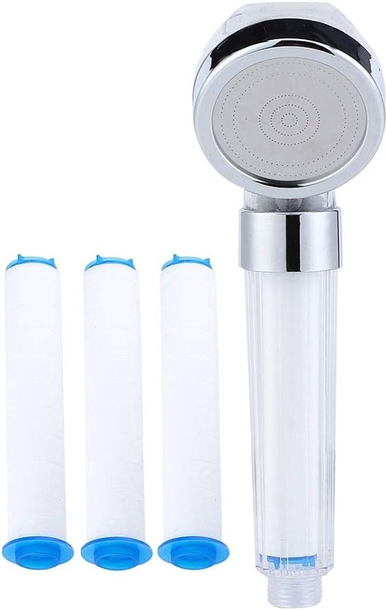 Versterk je douche-ervaring met een negatieve ionen douchekop, handdouche met druk, en drie filter sponsen voor optimale waterkwaliteit en ontspanning.