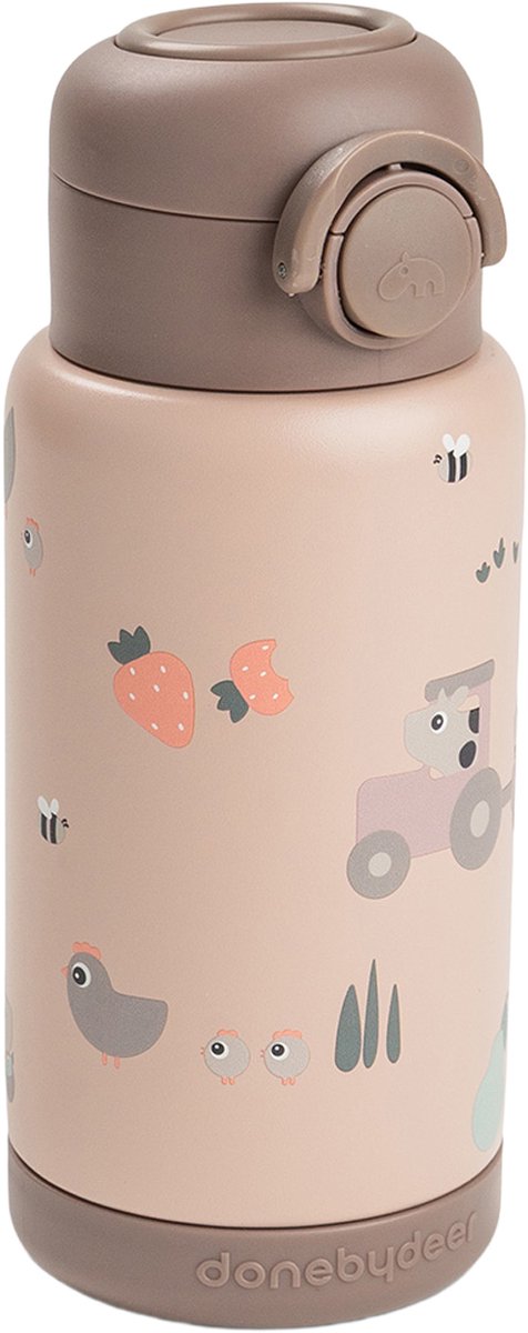 Done By Deer Thermos Drinkfles Rietje - 340 ml - Tiny Farm - Powder