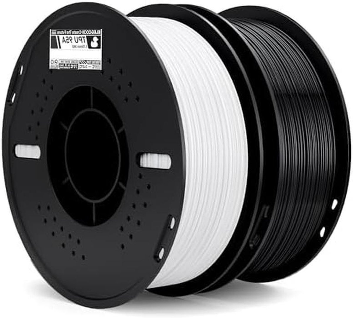 TPU Filament - Flexibel Filament Zacht - 3D Prints Maken - Hoge Belastbaarheid 95A - 2 kg - Zwart/Wit
