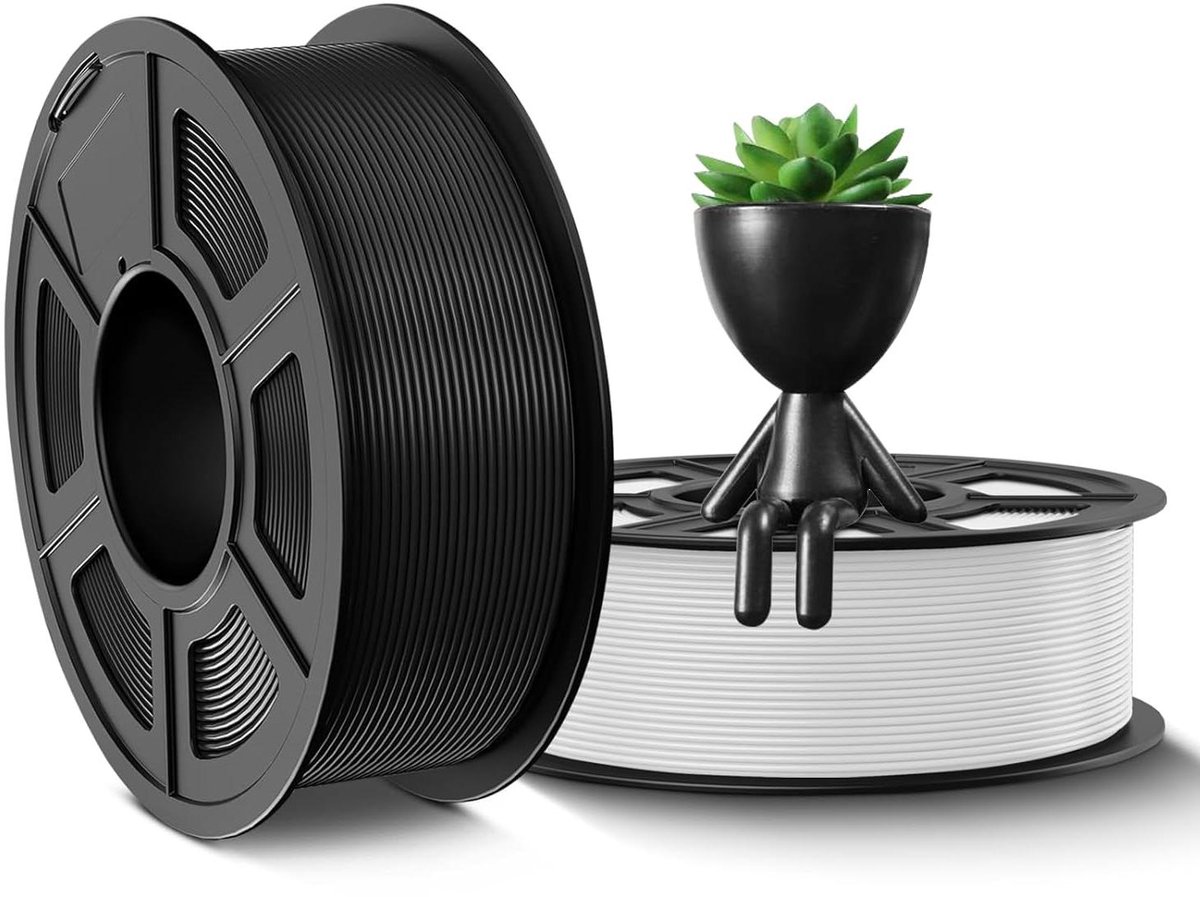 PETG Filament - 3D Printer Filament - 3D Printen - Hoge Taaiheid - 2KG Zwart+Wit - null