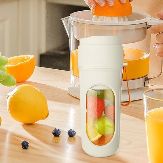 Sapcentrifuge - Draadloze elektrische sapbeker - Mini sapcentrifuge -Mini blender - USB-blender - Draagbare sapcentrifuge - 450 ml - 12 messen - Sapcentrifuge voor sport, reizen en lichte maaltijden - 9,1*9,1*20,7 cm - Oranje van Merkloos — afbeelding 5