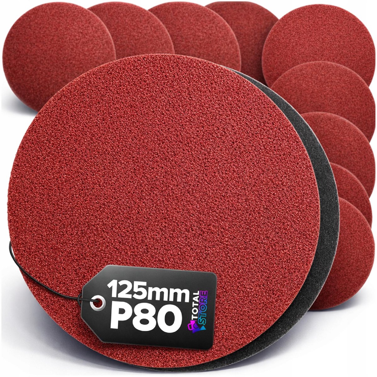 Falon-Tech - Schuurpapier Rond 125mm - Korrelgrootte P80 - Velcro Bevestiging