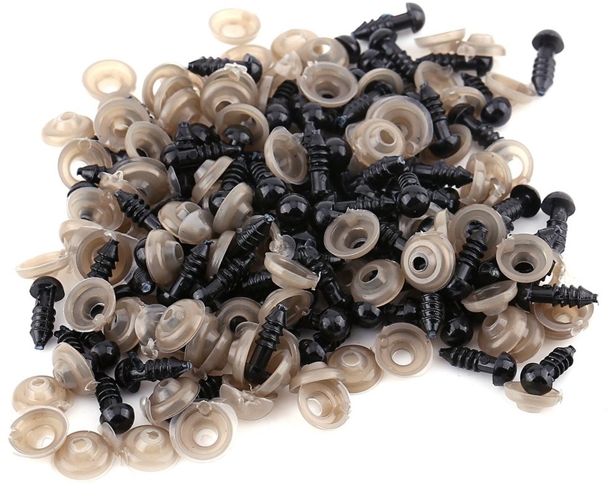 aladdien - 100pcs Black Plastic Doll Eyes Kit - DIY Amigurumis - Creatieve Hobby's - 9mm - Hoge Kwaliteit - Geschikt voor Knuffels - Zwart