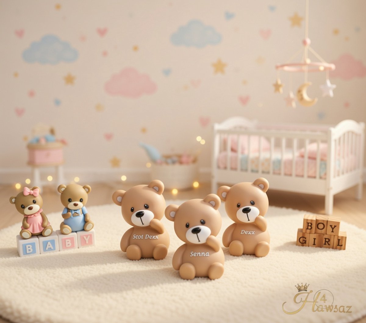 Genderneutraal baby cadeau - Hawsaz.nl cadeau - Een LED-nachtlamp in de vorm van een beertje bruin - Beren lampje met naam - Kraamcadeau - Gepersonaliseerd - kraamcadeau met naam - nachtlampje met naam - Naam Personaliseren -Babygeschenk - Lief