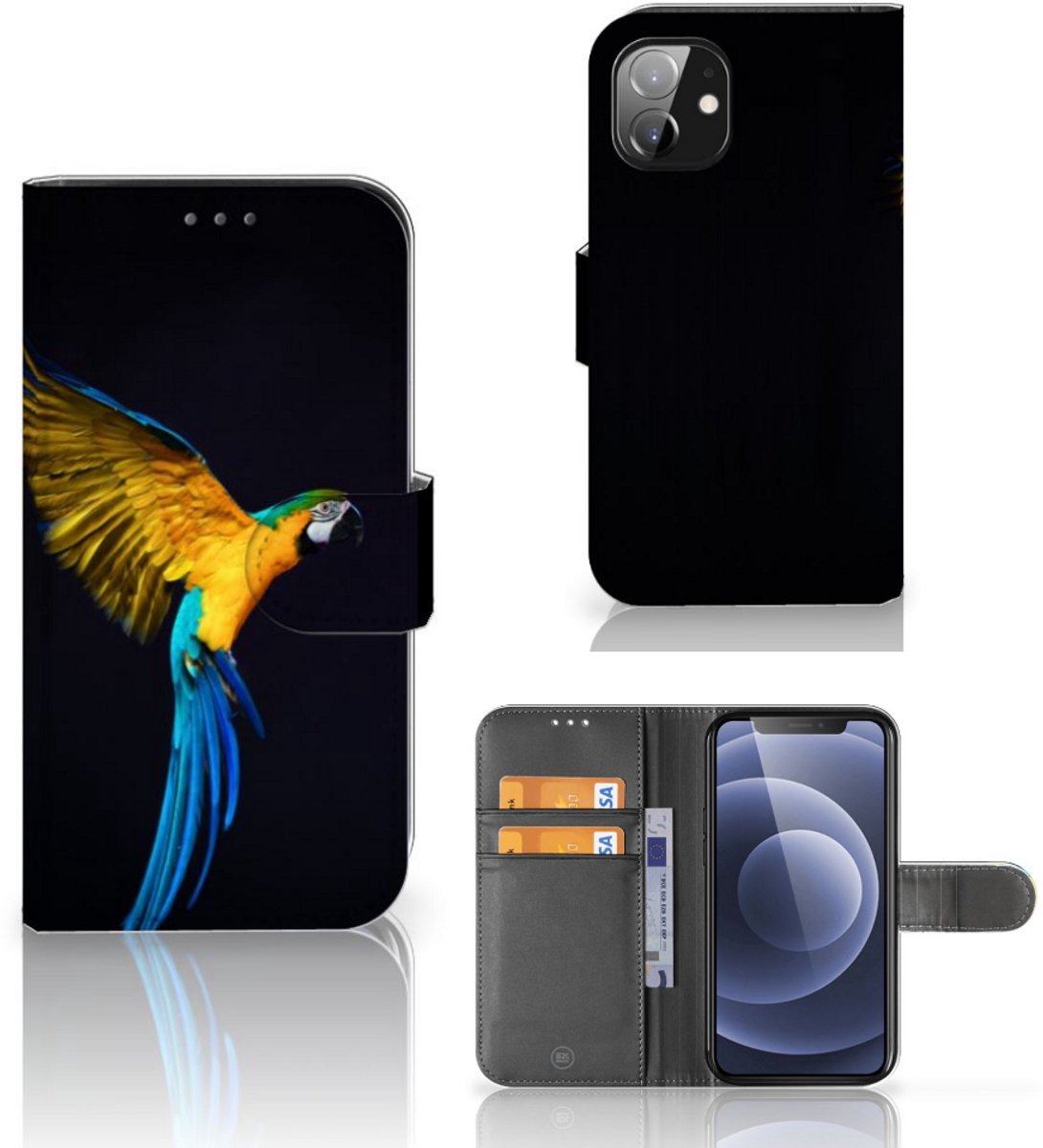 Apple iPhone 12 Mini Telefoonhoesje met Pasjes Papegaai