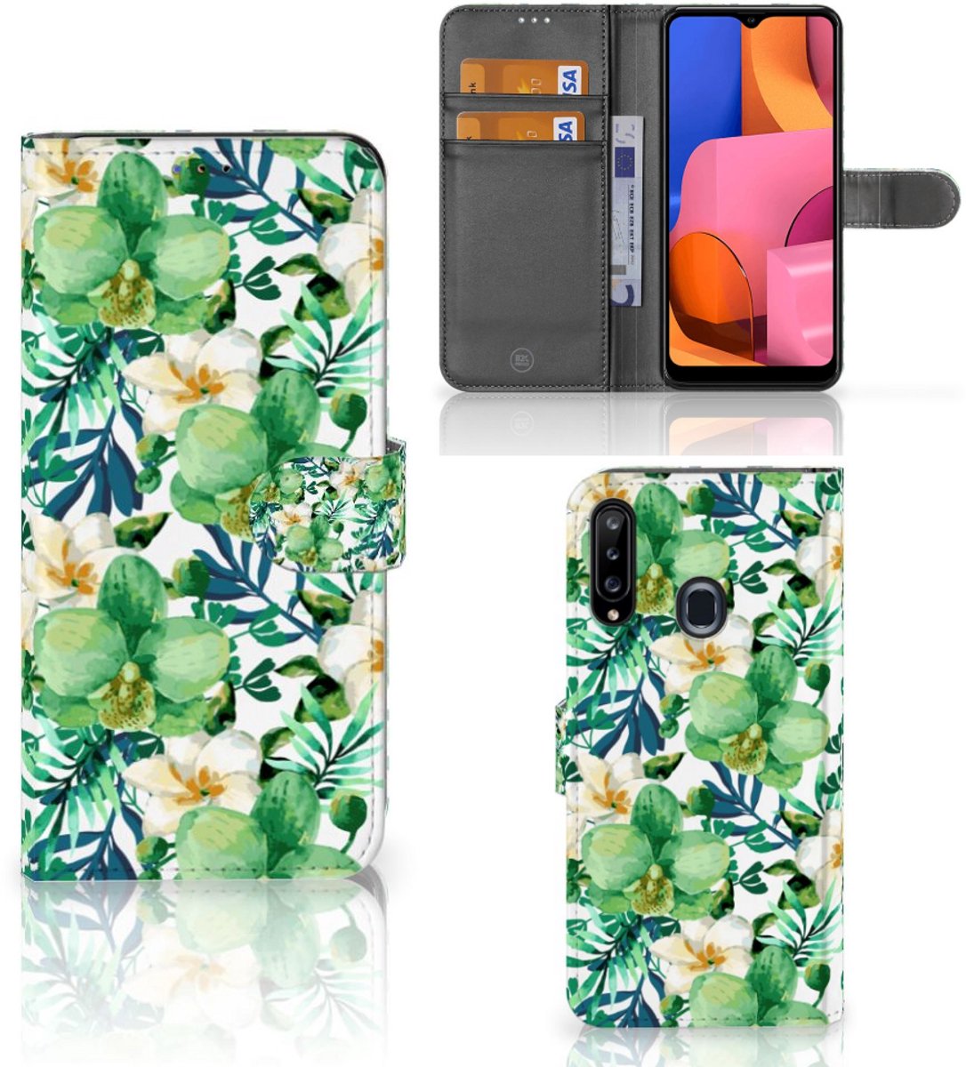 Samsung Galaxy A20s Hoesje Orchidee Groen