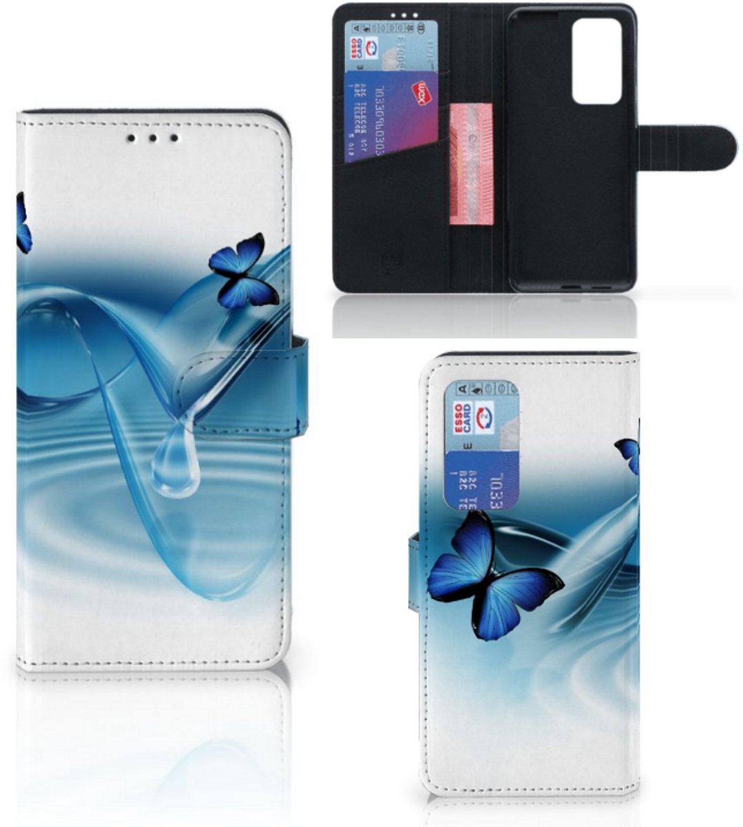 Huawei P40 Pro Telefoonhoesje met Pasjes Vlinders