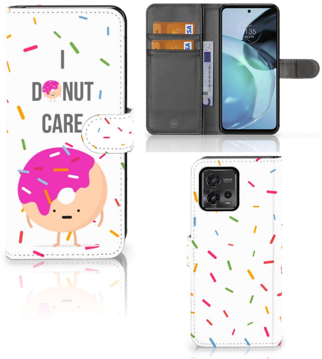 Motorola Moto G72 Book Cover Donut Roze