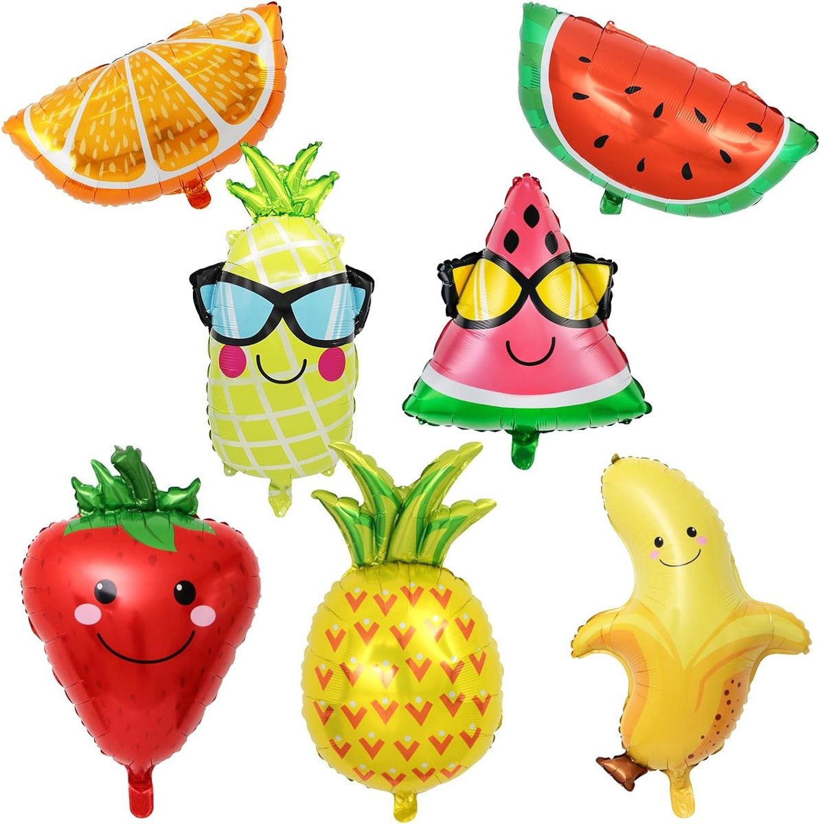 Set van 7 kleurrijke fruitfolieballonnen voor feestelijke versieringen en evenementen