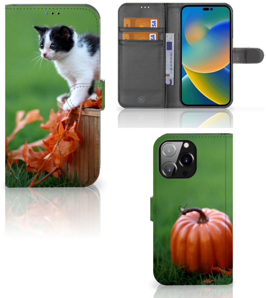 iPhone 14 Pro Max Telefoonhoesje met Pasjes Kitten