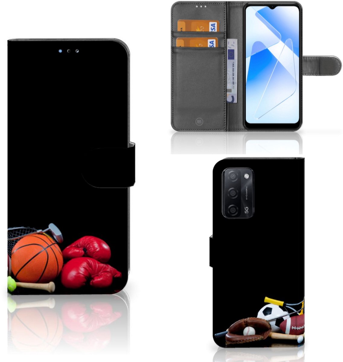 OPPO A16/A16s/A54s Wallet Case met Pasjes Sports