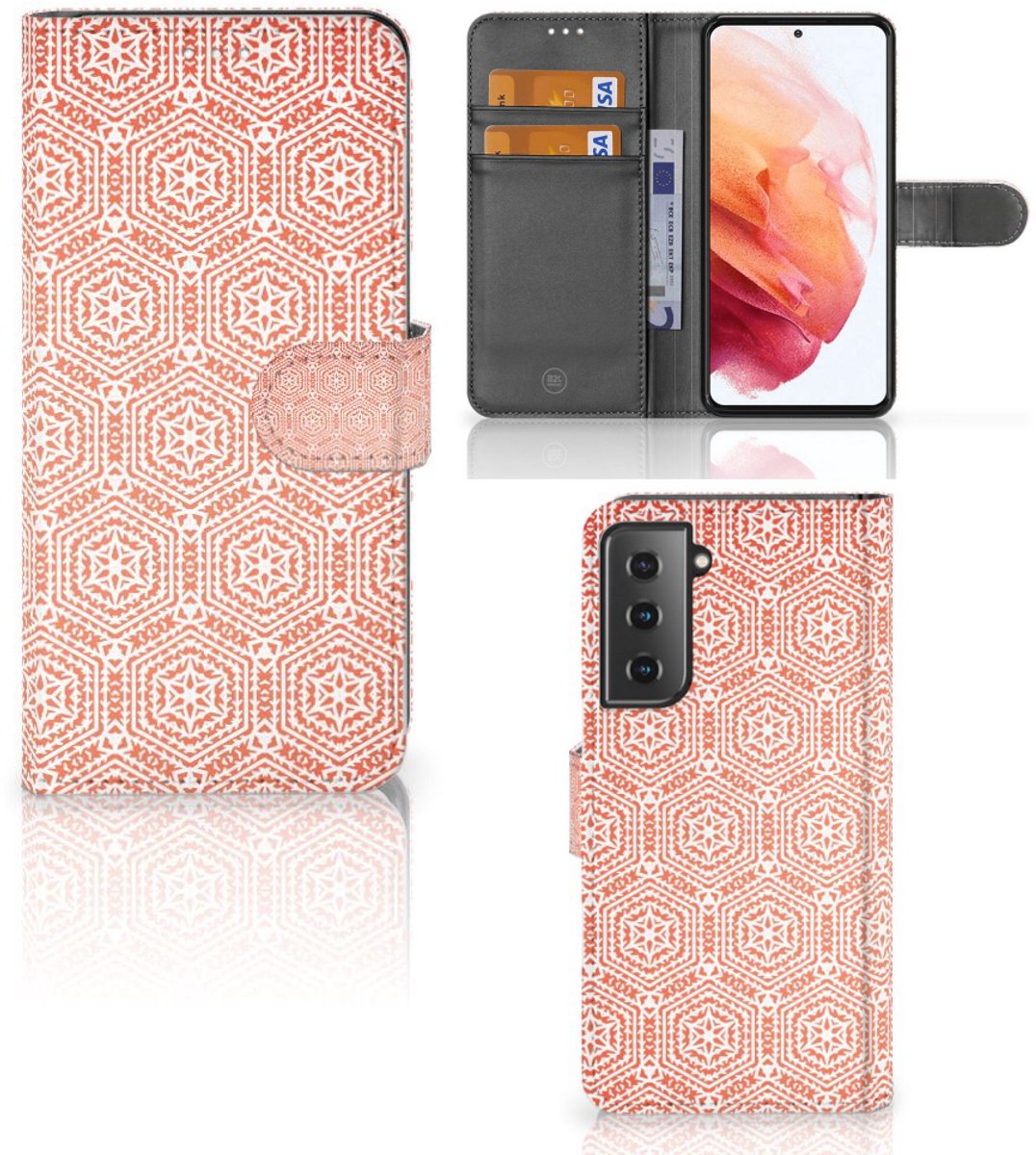Samsung Galaxy S21 Telefoon Hoesje Pattern Orange