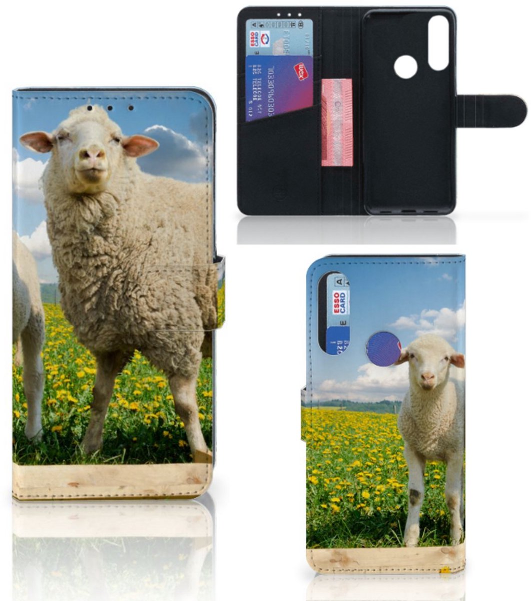 Alcatel 1S 2020 Telefoonhoesje met Pasjes Schaap en Lammetje