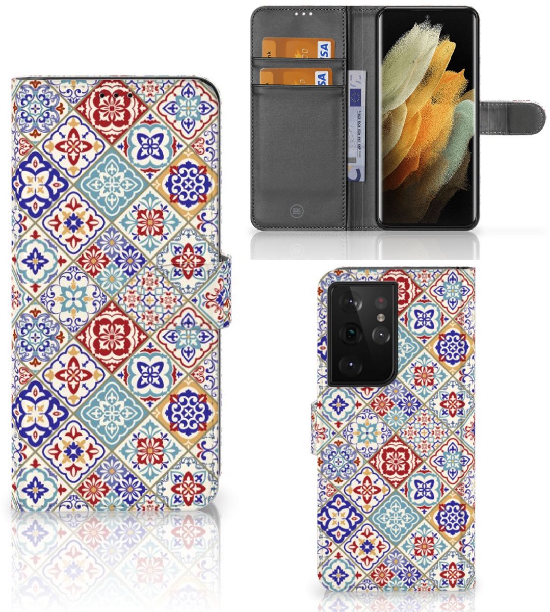 Samsung Galaxy S21 Ultra Bookcase Tiles Color