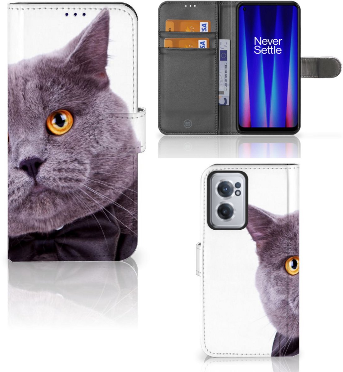 OnePlus Nord CE 2 Telefoonhoesje met Pasjes Kat