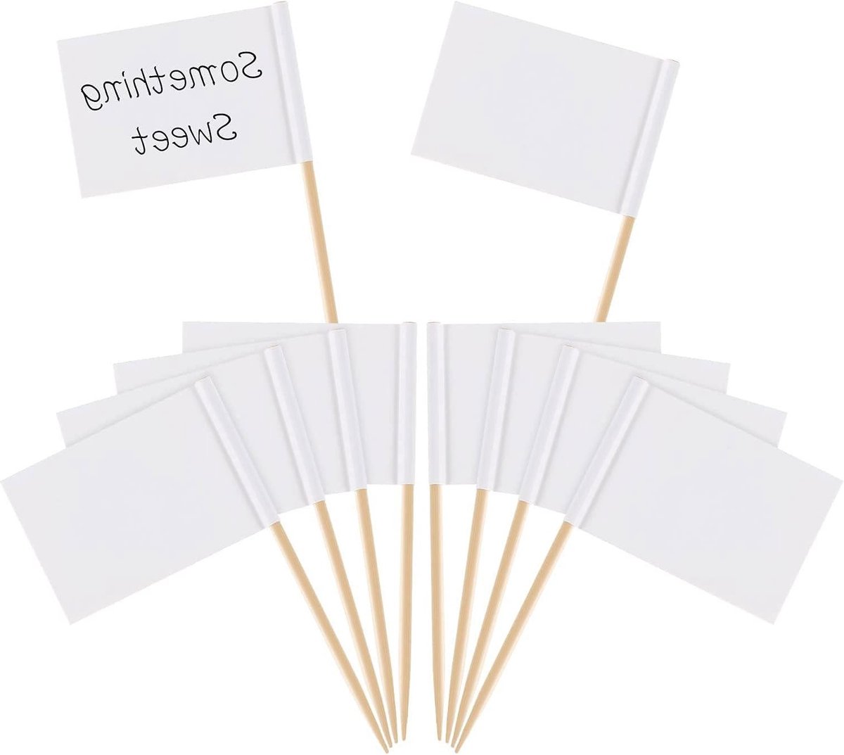 Tandenstoker Vlaggen Kaas Markers Party Cake Voedsel Kaasplank - Wit - Set van 100