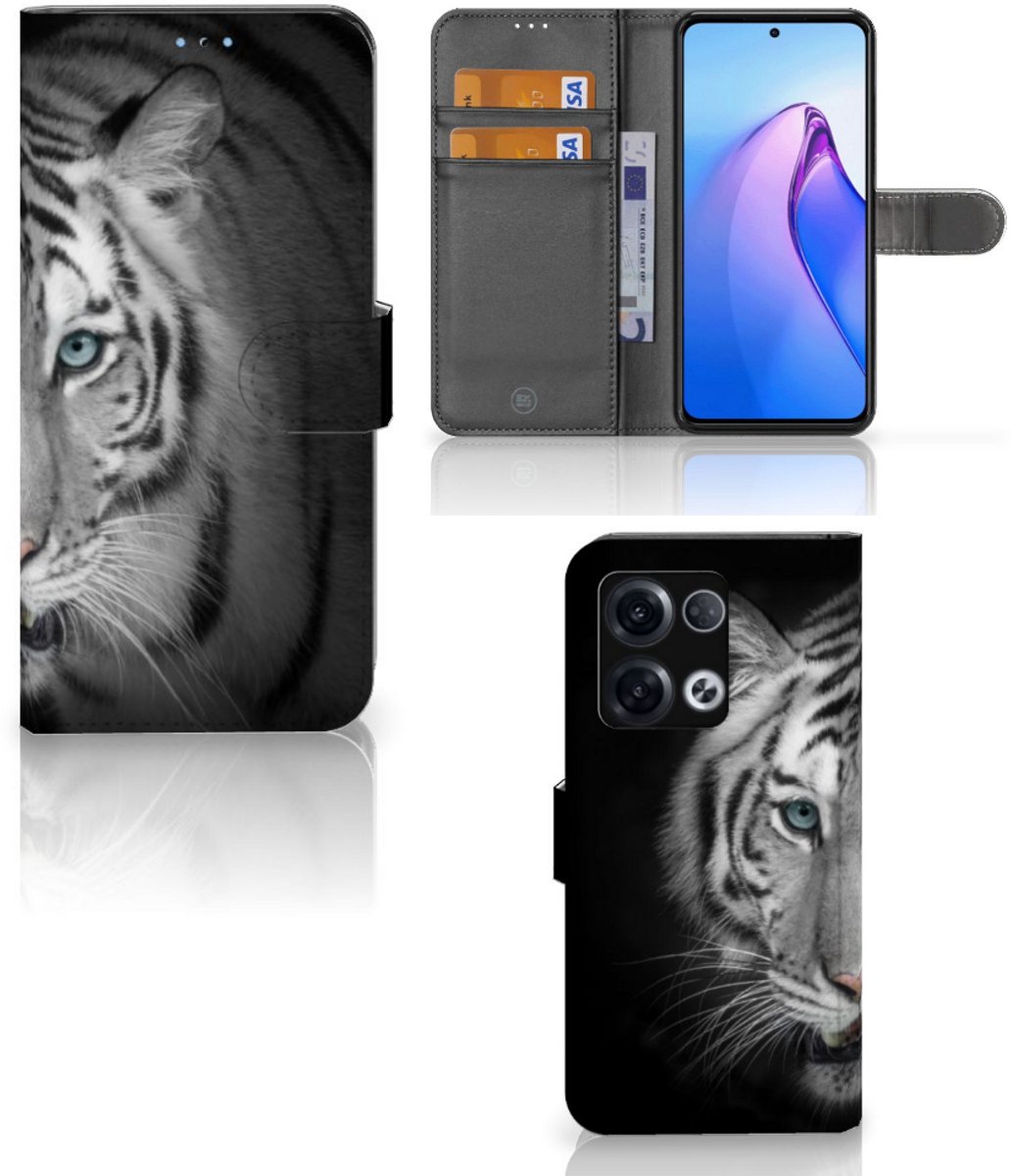 OPPO Reno8 Pro Telefoonhoesje met Pasjes Tijger