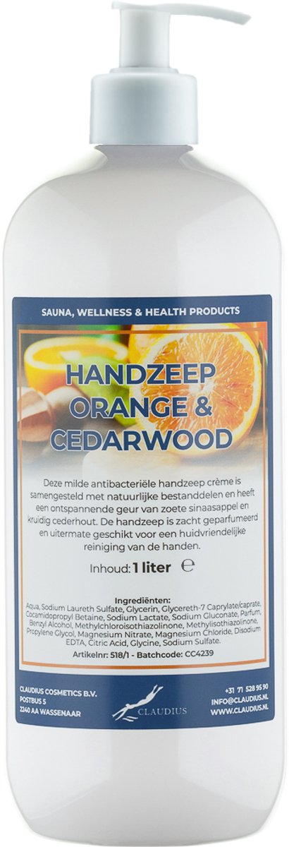 Handzeep Sweet Orange & Cedarwood 1 liter - met gratis pomp