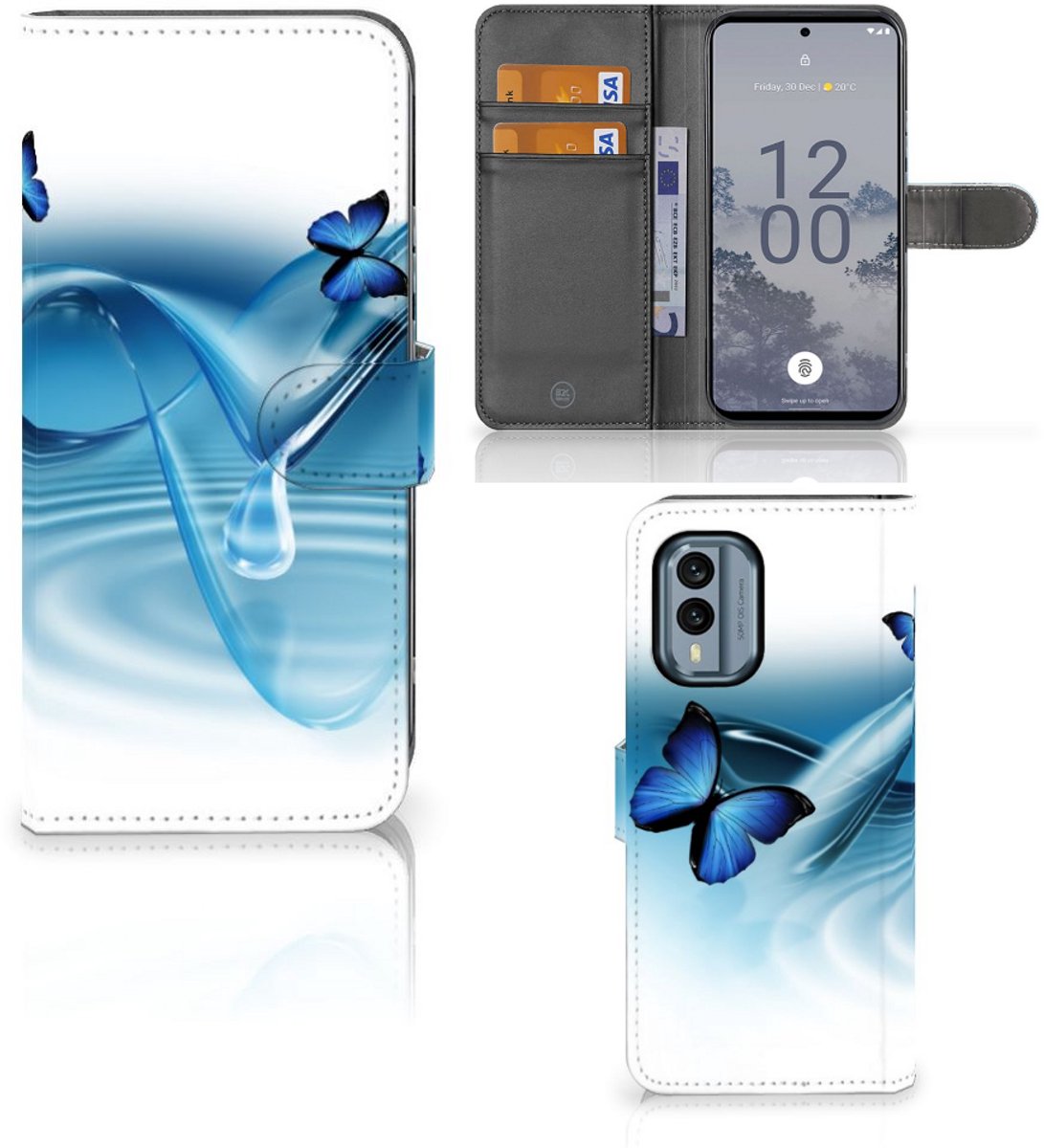 Nokia X30 Telefoonhoesje met Pasjes Vlinders