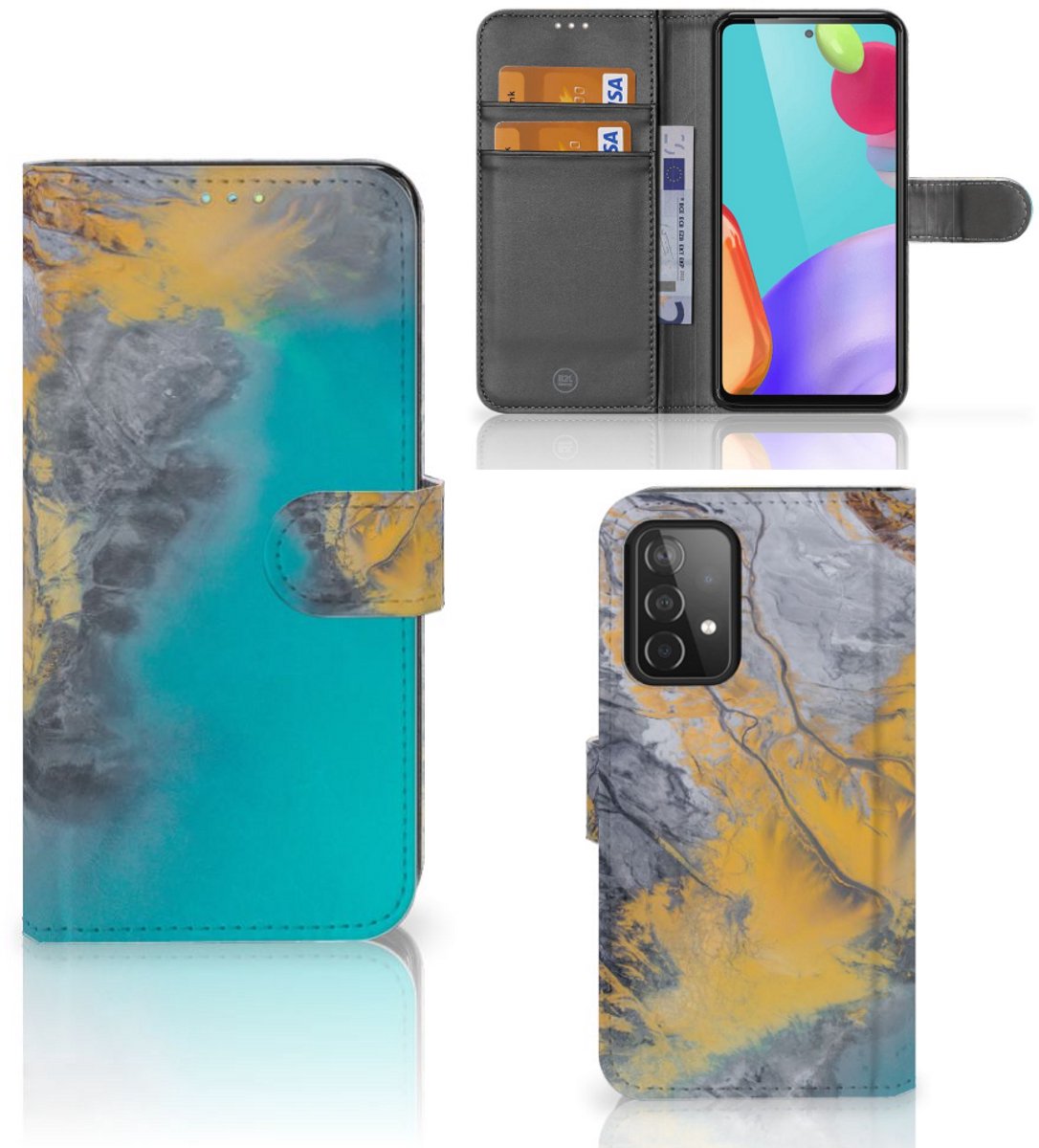 Samsung Galaxy A52 Bookcase Marble Blue Gold