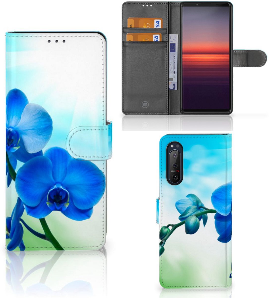 Sony Xperia 5II Hoesje Orchidee Blauw - Cadeau voor je Moeder