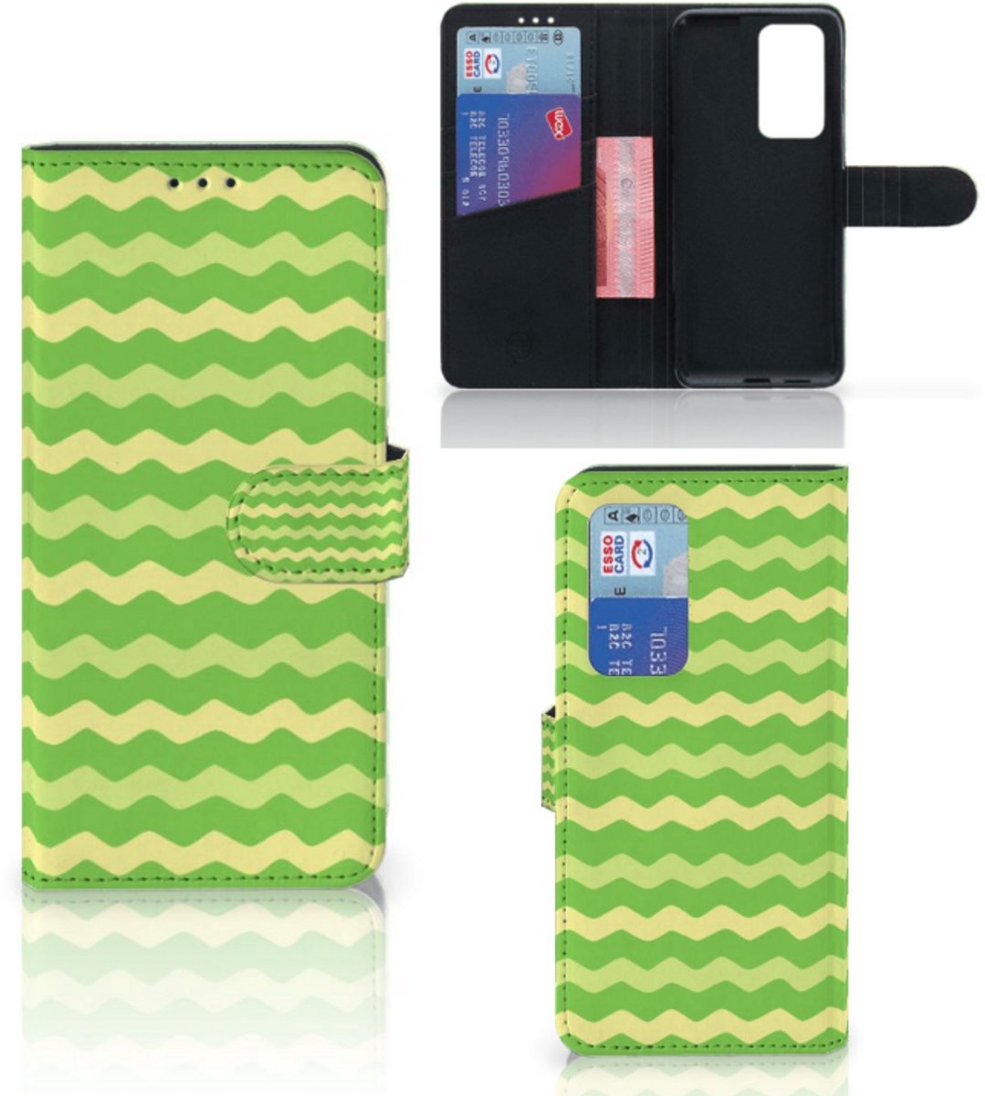 Boekhoesje voor Huawei P40 Pro Telefoon Hoesje Waves Green
