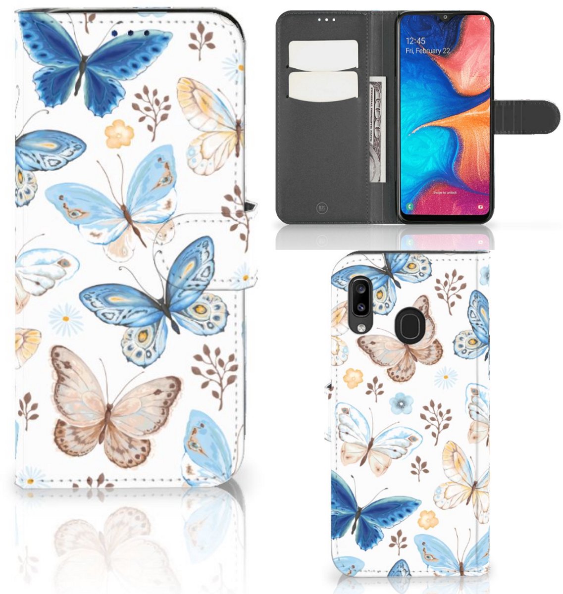 Telefoonhoesje met Pasjes voor Samsung Galaxy A30 Vlinder