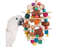 Knabbelspeelgoed—Hangend vogelkooispeelgoed—Vogelspeelgoed—Gemaakt van natuurlijk peperhout—Geschikt voor Afrikaanse grijze papegaaien, ara's, kaketoes en amazonepapegaaien