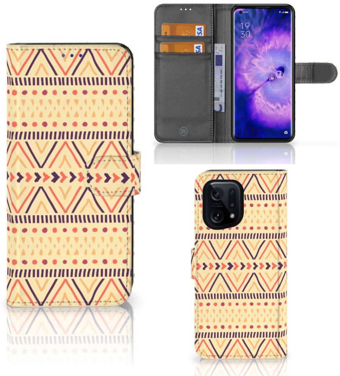 OPPO Find X5 Telefoon Hoesje Aztec Yellow