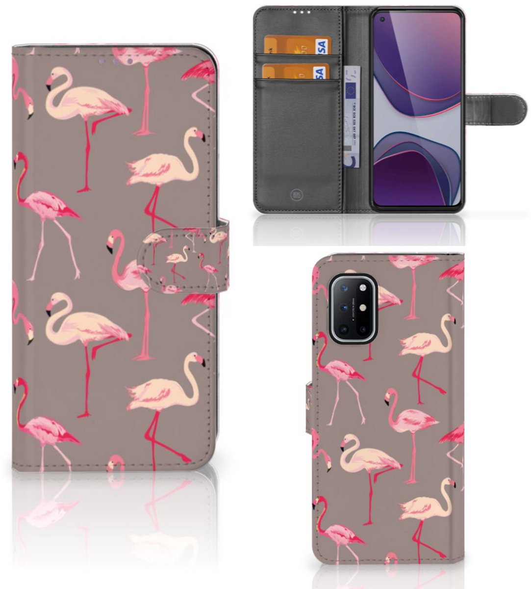 OnePlus 8T Telefoonhoesje met Pasjes Flamingo
