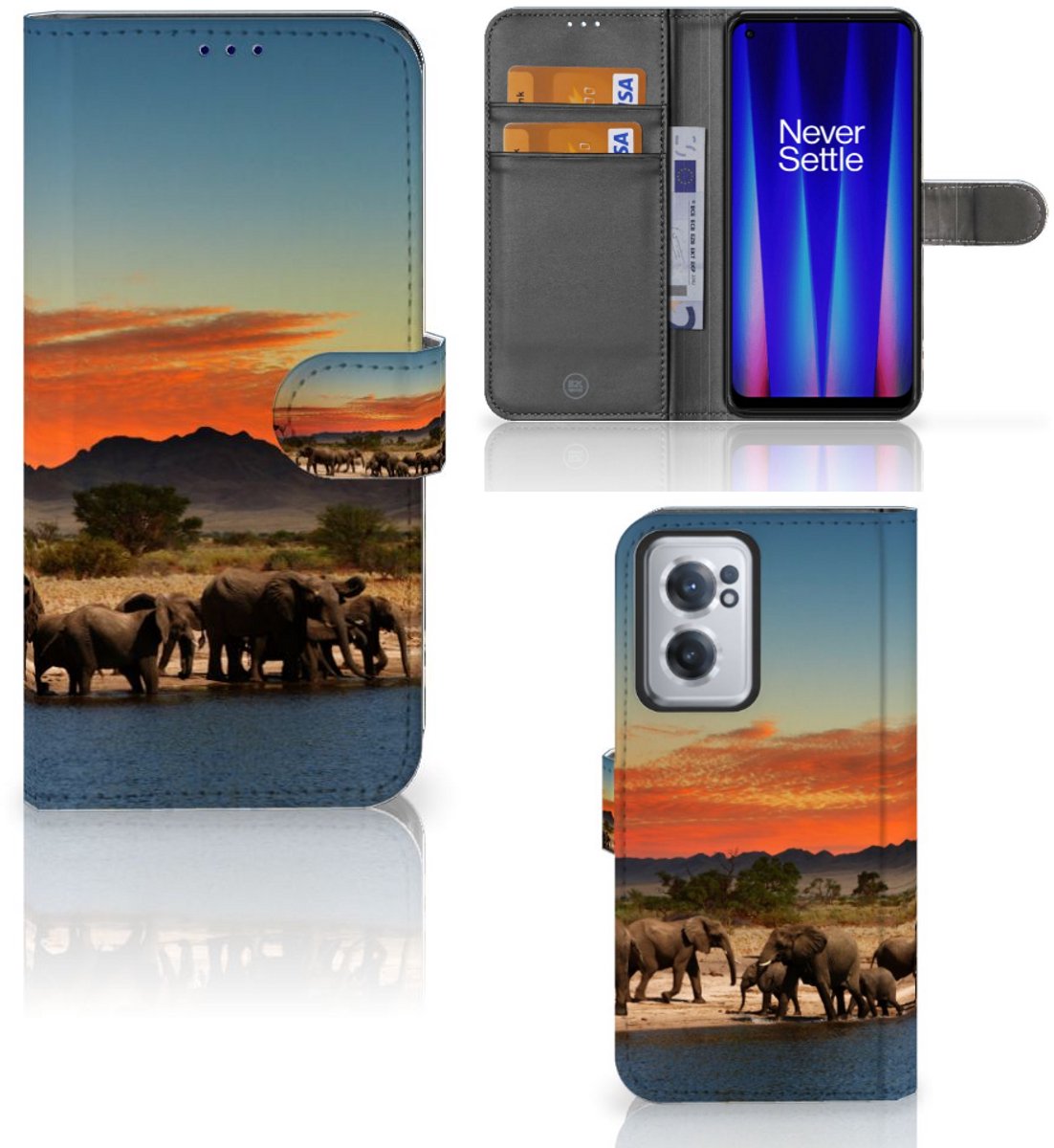 OnePlus Nord CE 2 Telefoonhoesje met Pasjes Olifanten