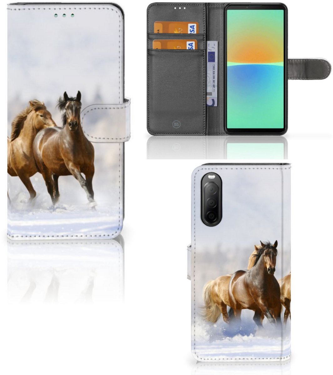 Book Case voor Sony Xperia 10 IV Telefoonhoesje met Pasjes Paarden