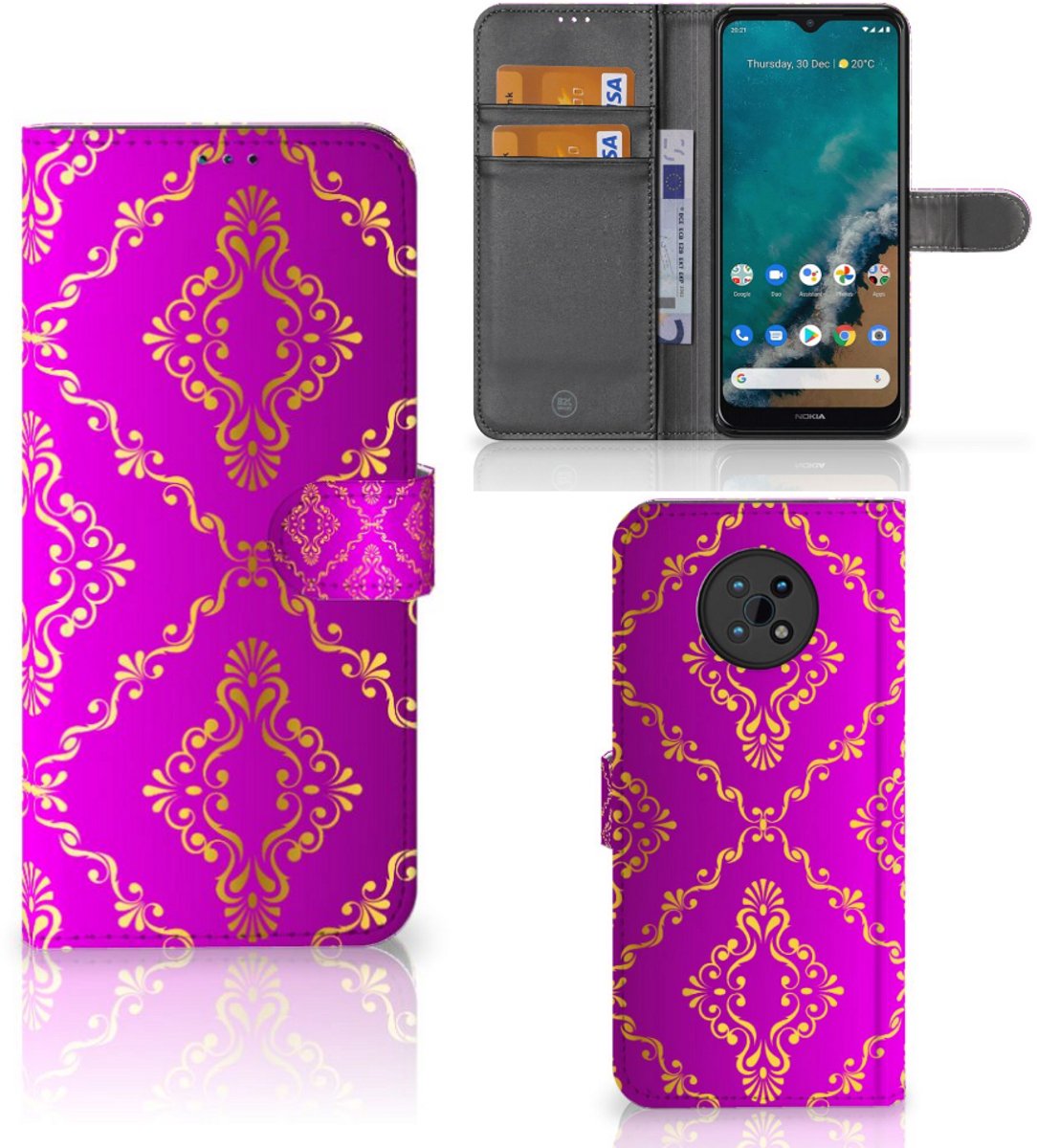 Book Case voor Wallet Case Nokia G50 Barok Roze