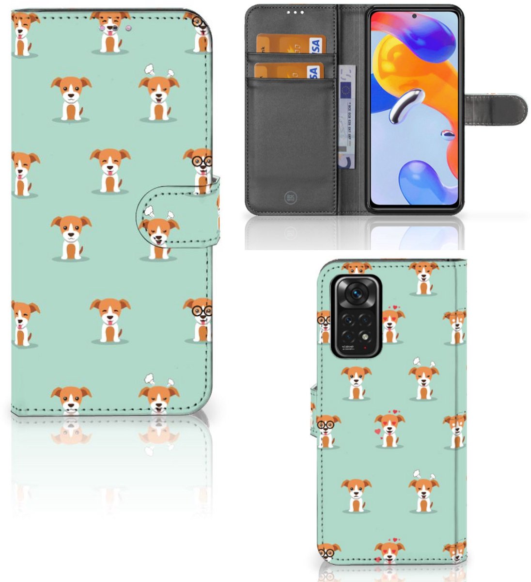 Boekhoesje voor Xiaomi Redmi Note 11 Pro 5G/4G Telefoonhoesje met Pasjes Pups