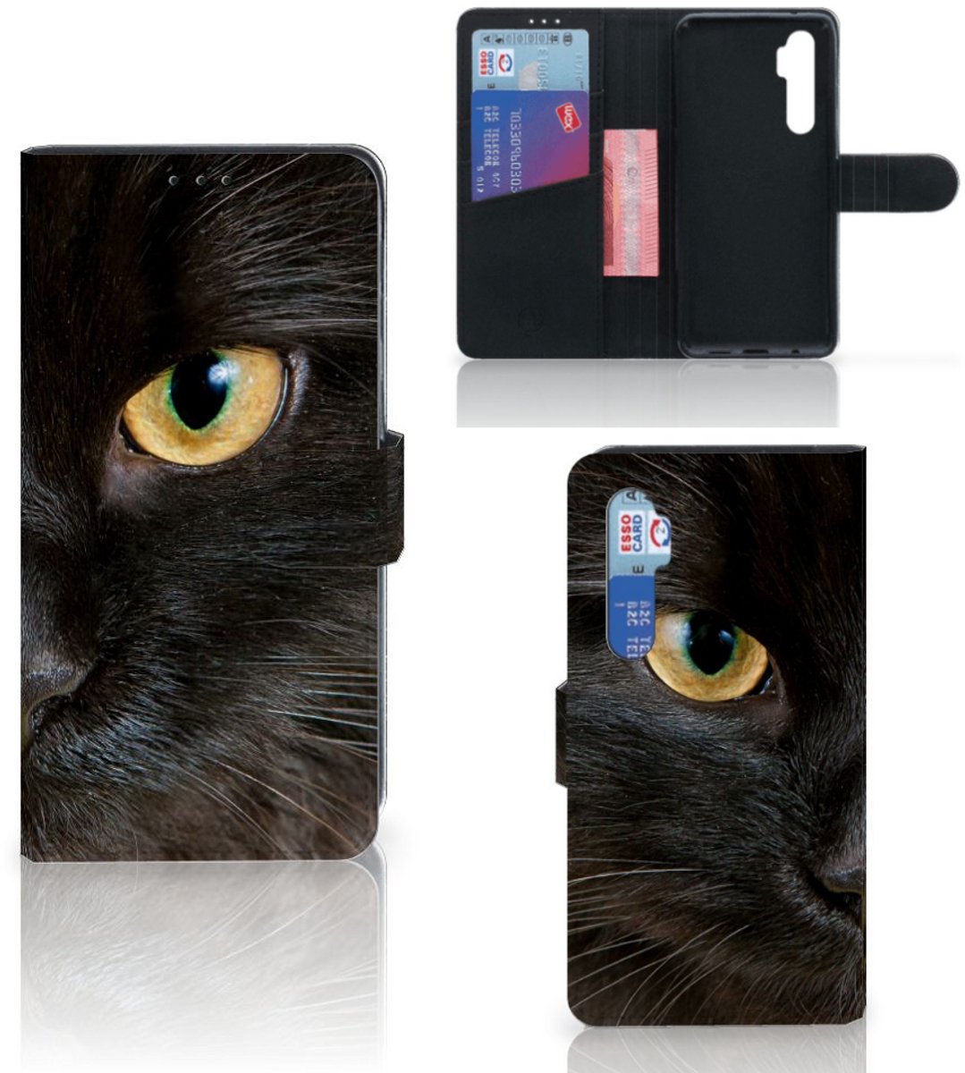 Xiaomi Mi Note 10 Lite Telefoonhoesje met Pasjes Zwarte Kat