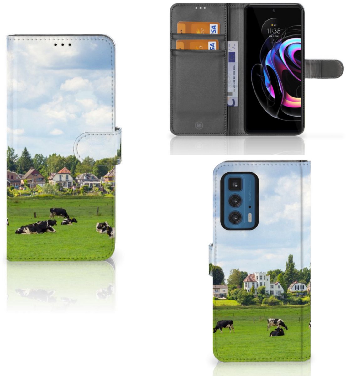Motorola Edge 20 Pro Telefoonhoesje met Pasjes Koeien