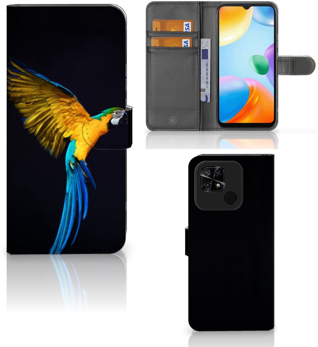 Xiaomi Redmi 10C Telefoonhoesje met Pasjes Papegaai