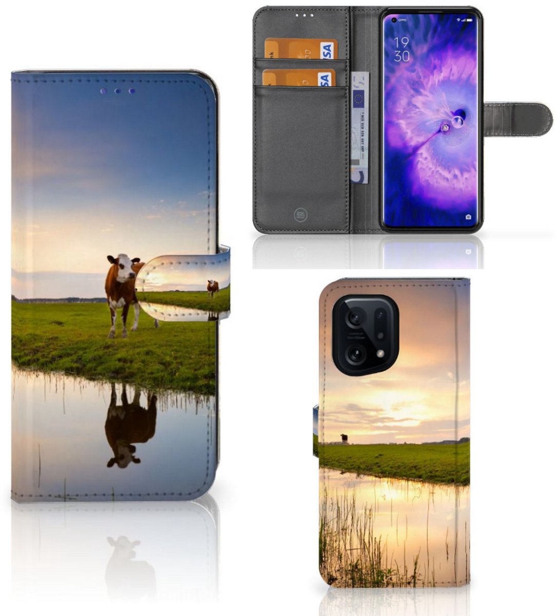 OPPO Find X5 Telefoonhoesje met Pasjes Koe