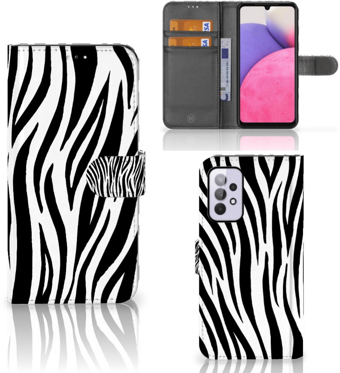 Samsung Galaxy A33 5G Telefoonhoesje met Pasjes Zebra