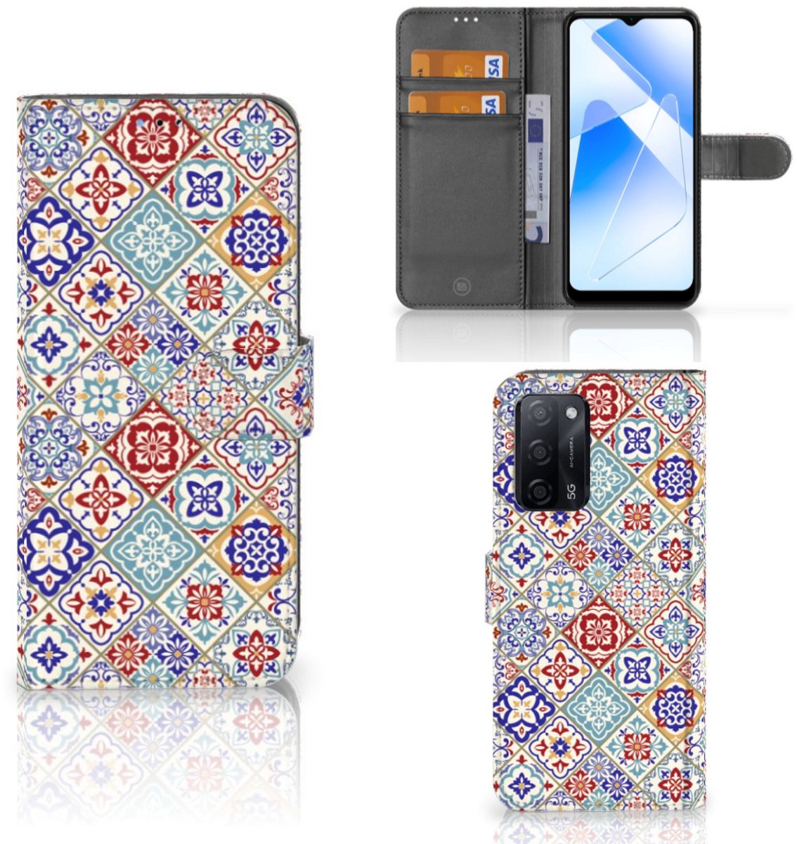 Boekhoesje voor OPPO A16/A16s/A54s Bookcase Tiles Color