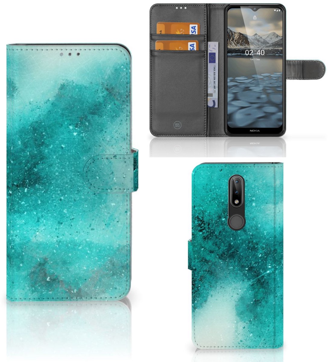 Book Case voor Hoesje Nokia 2.4 Painting Blue