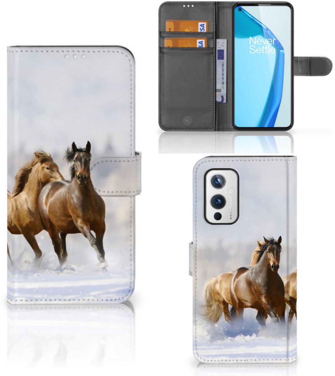 OnePlus 9 Telefoonhoesje met Pasjes Paarden