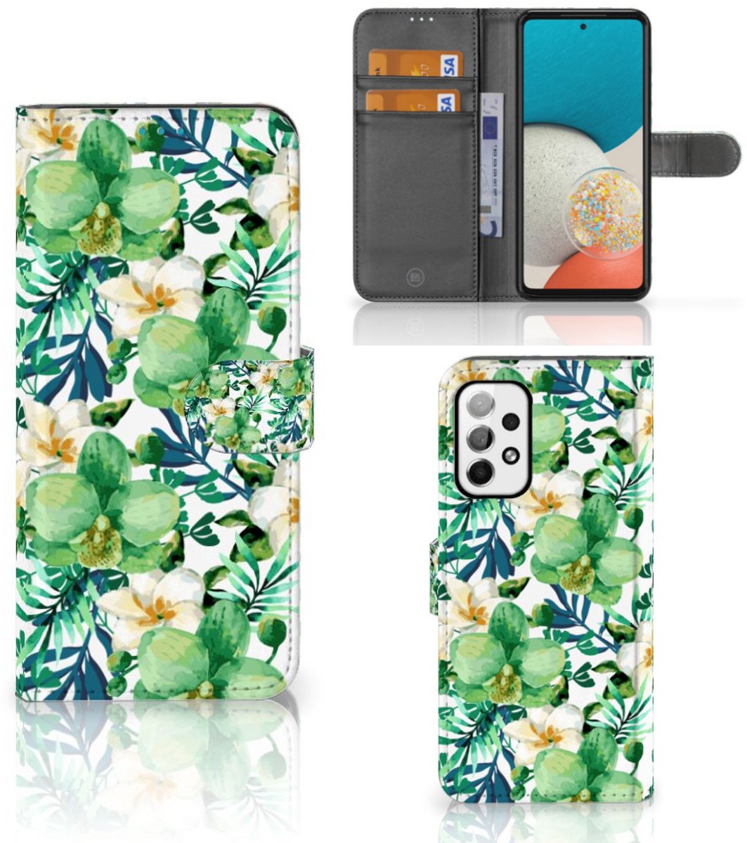 Samsung Galaxy A73 5G Hoesje Orchidee Groen