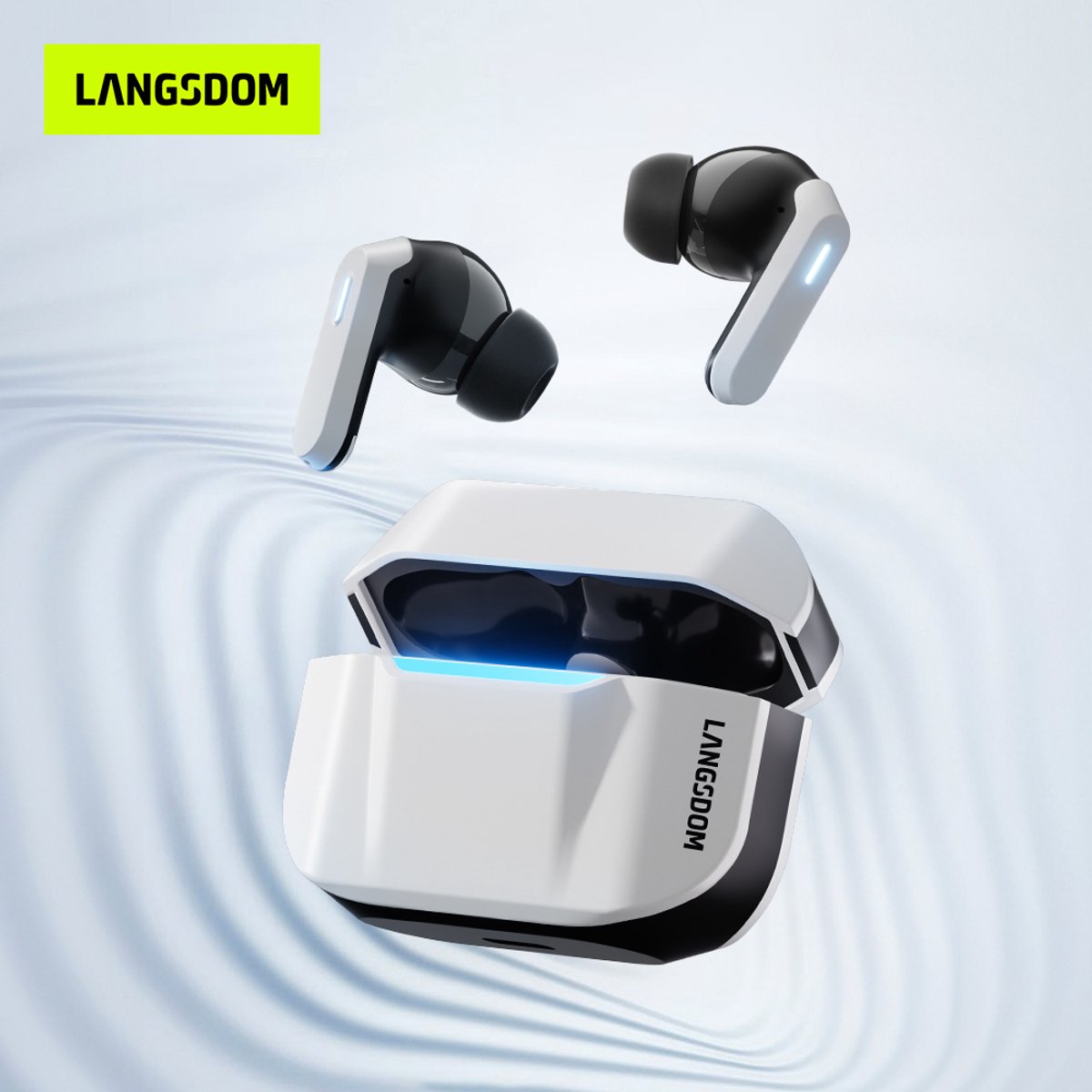 Langsdom Draadloze Oordopjes met ANC - Bluetooth Oortjes - Touchbediening - Oplaadcase - Voor Bellen, Muziek en Sport