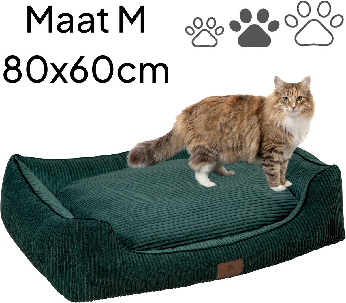 Peluvio Hirado – Kattenmand met Hoge Randen – Maat M - 80x60 cm – Knus & Beschut – Antislip Onderkant – Wasbare Hoes – Zachte Vulling – Comfort & Ondersteuning voor Katten
