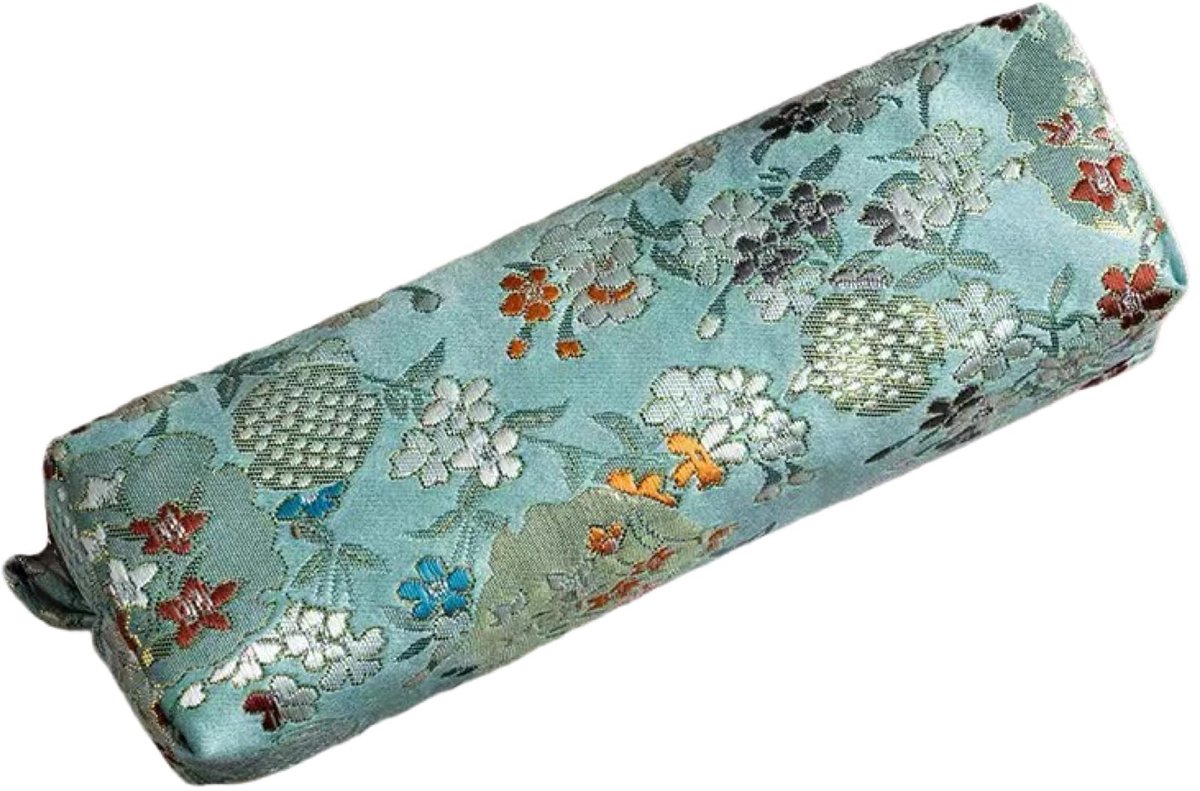 Brenzoos - Retro Pencil Case - Grote Pennenmap - Perfect voor School en College - Lichtgroen - Cosmetica Tas - Voor Studenten en Meisjes - Floral De..